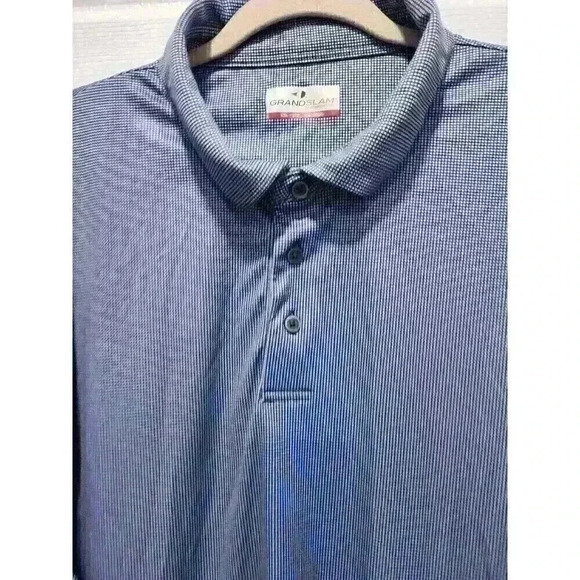 Grand Slam Performance‎ Men's XXL Blue Striped Short Sleeve Polo Shirt EUC - Picture 3 of 6